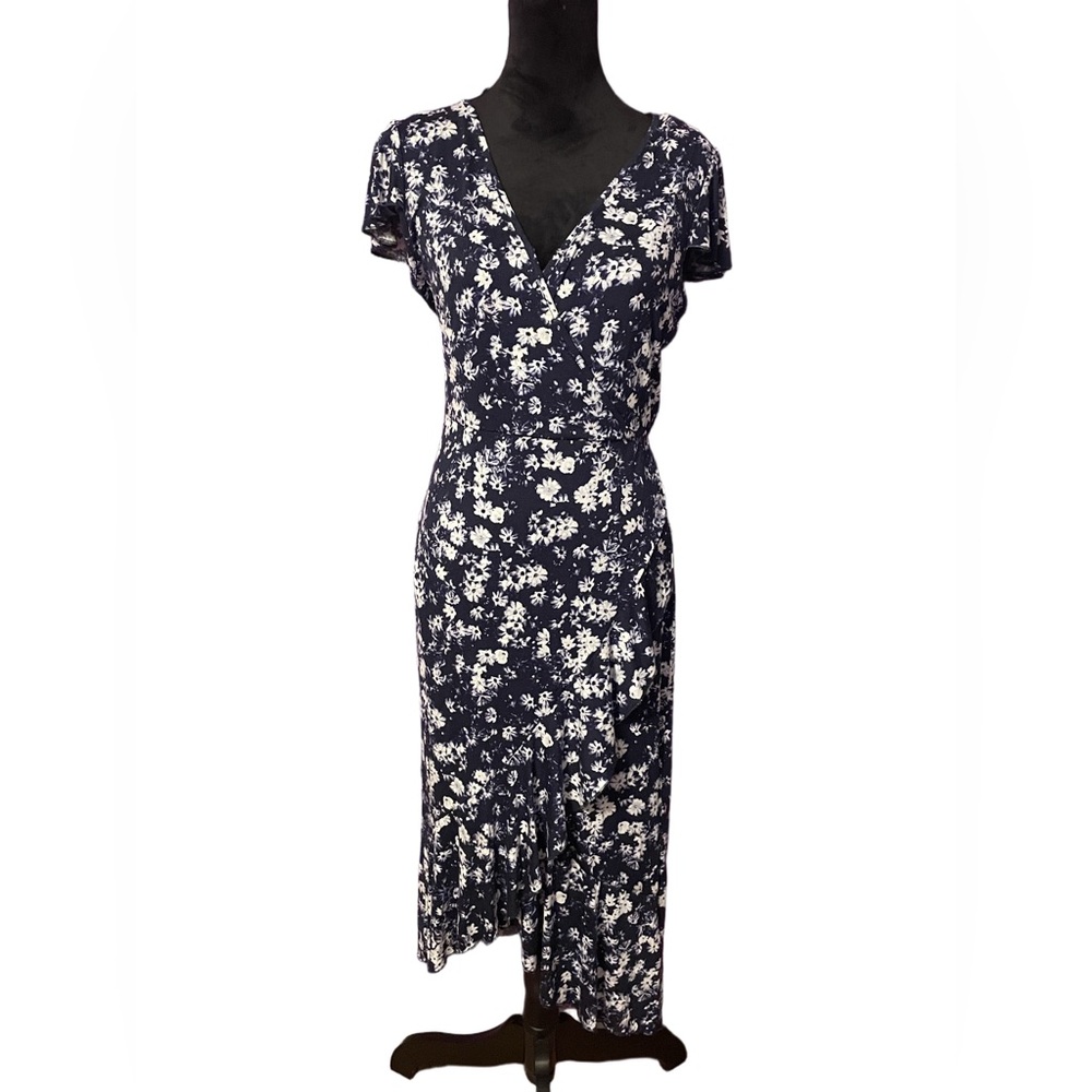 Juicy Couture Navy Blue Floral Midi Dress
